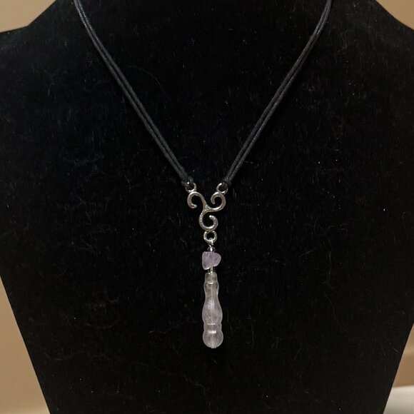 2/$20, Pale Purple Amethyst Lariat Cord Necklace, Genuine Gemstone Necklace - Picture 3 of 10